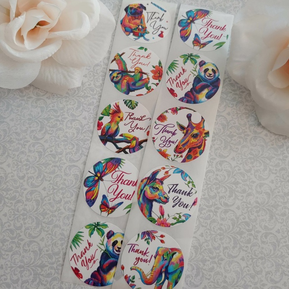 20 Count Nature Animal Thank You Stickers